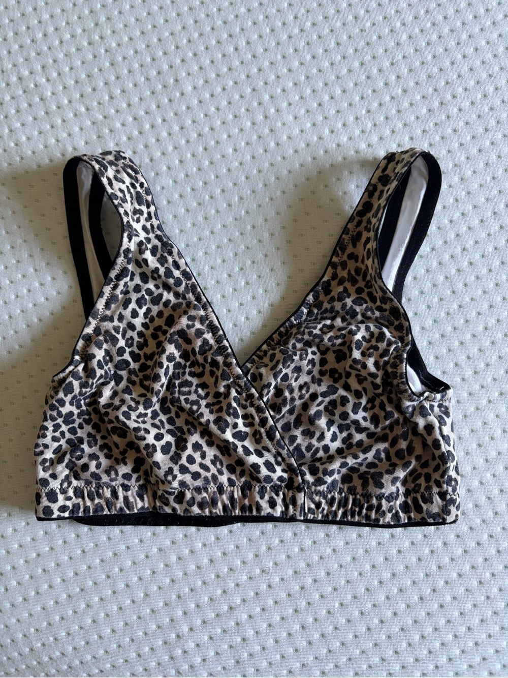 Motherhood Leopard-Print Wireless Nursing Bralette - Beige & Black